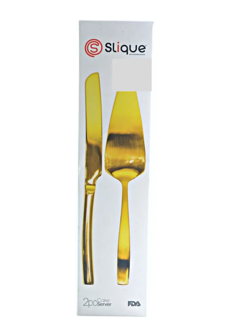 Slique 2piece Cake Server - Metallic Gold