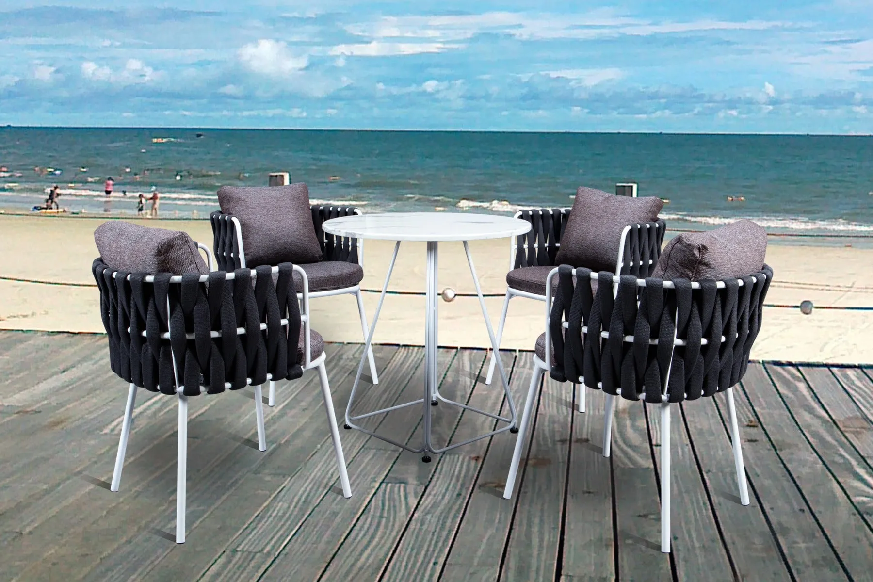 Spencer Modern 5-Piece Rope Bistro Set