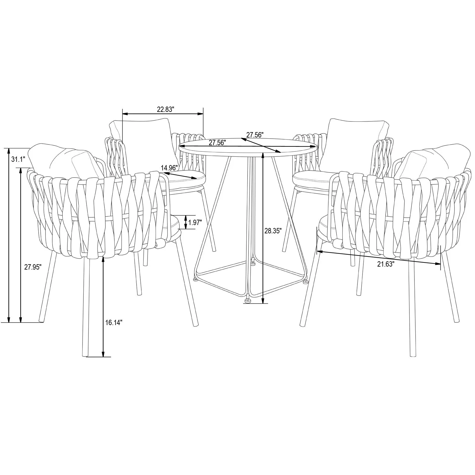 Spencer Modern 5-Piece Rope Bistro Set