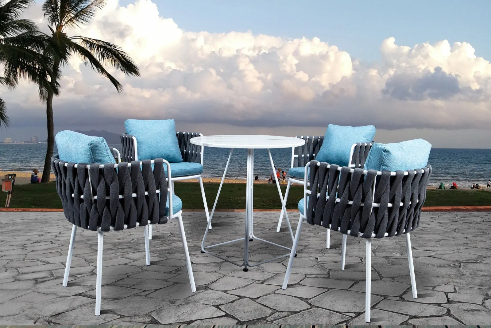 Spencer Modern 5-Piece Rope Bistro Set