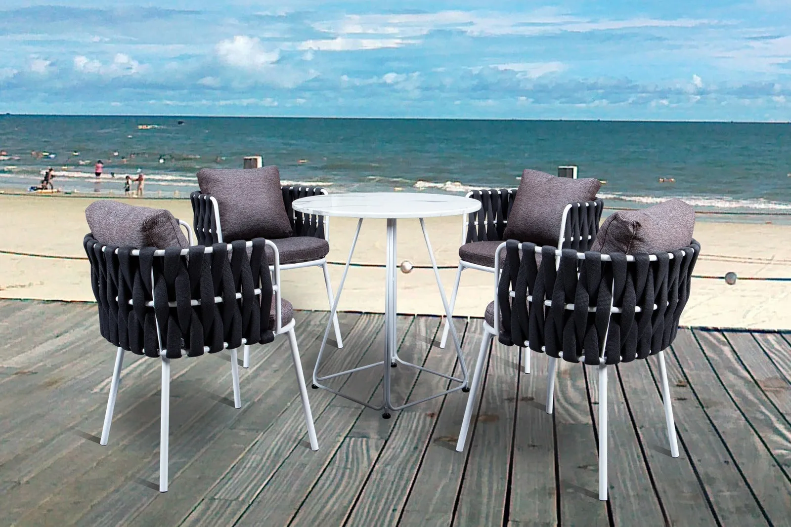 Spencer Modern 5-Piece Rope Bistro Set
