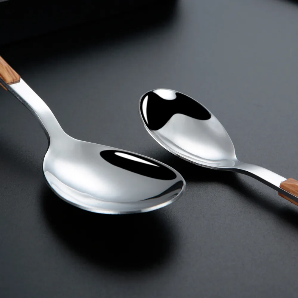 Stainless Steel Wooden Cutlery Set - 20 Pieces