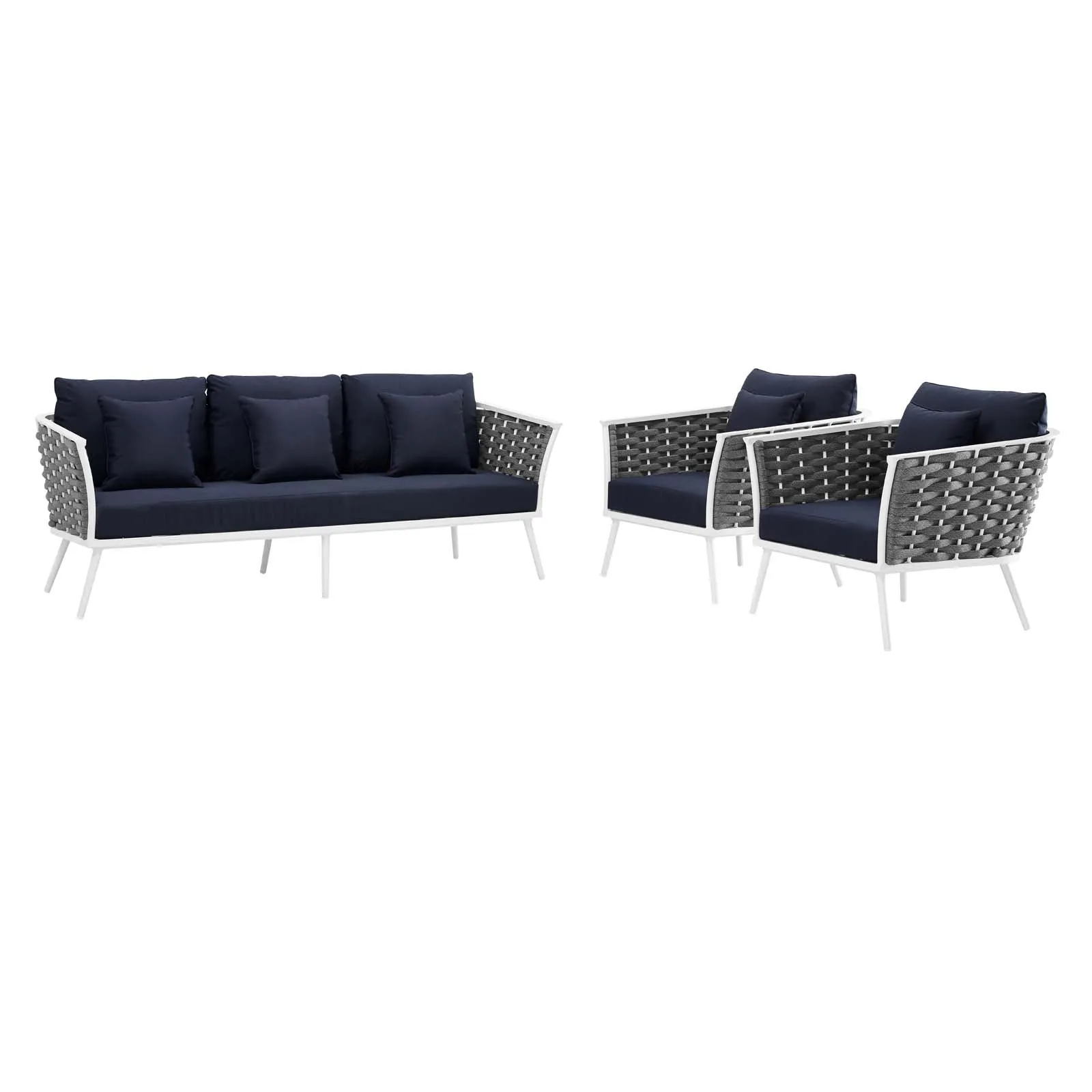 Stance 3 Piece Outdoor Patio Aluminum Sectional  Sofa Set