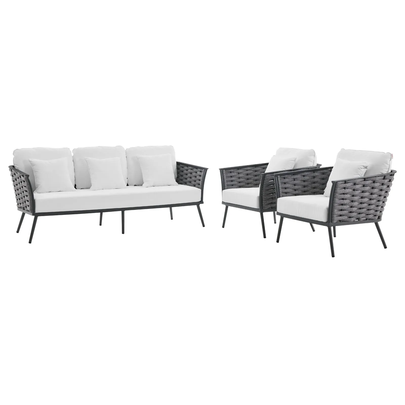 Stance 3 Piece Outdoor Patio Aluminum Sectional  Sofa Set