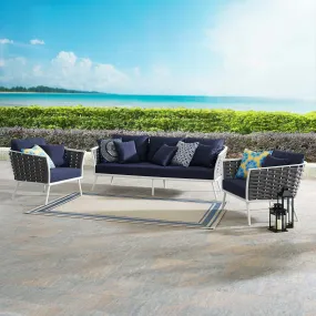 Stance 3 Piece Outdoor Patio Aluminum Sectional  Sofa Set