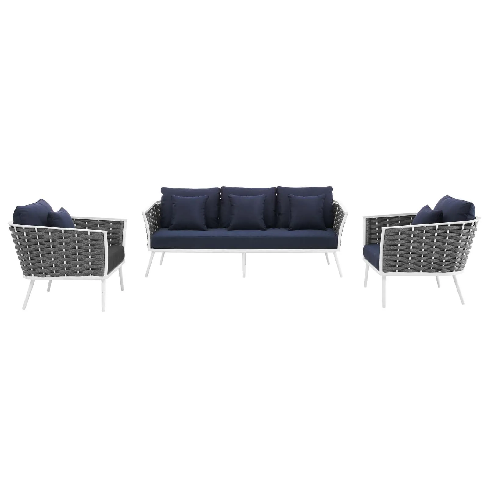 Stance 3 Piece Outdoor Patio Aluminum Sectional  Sofa Set
