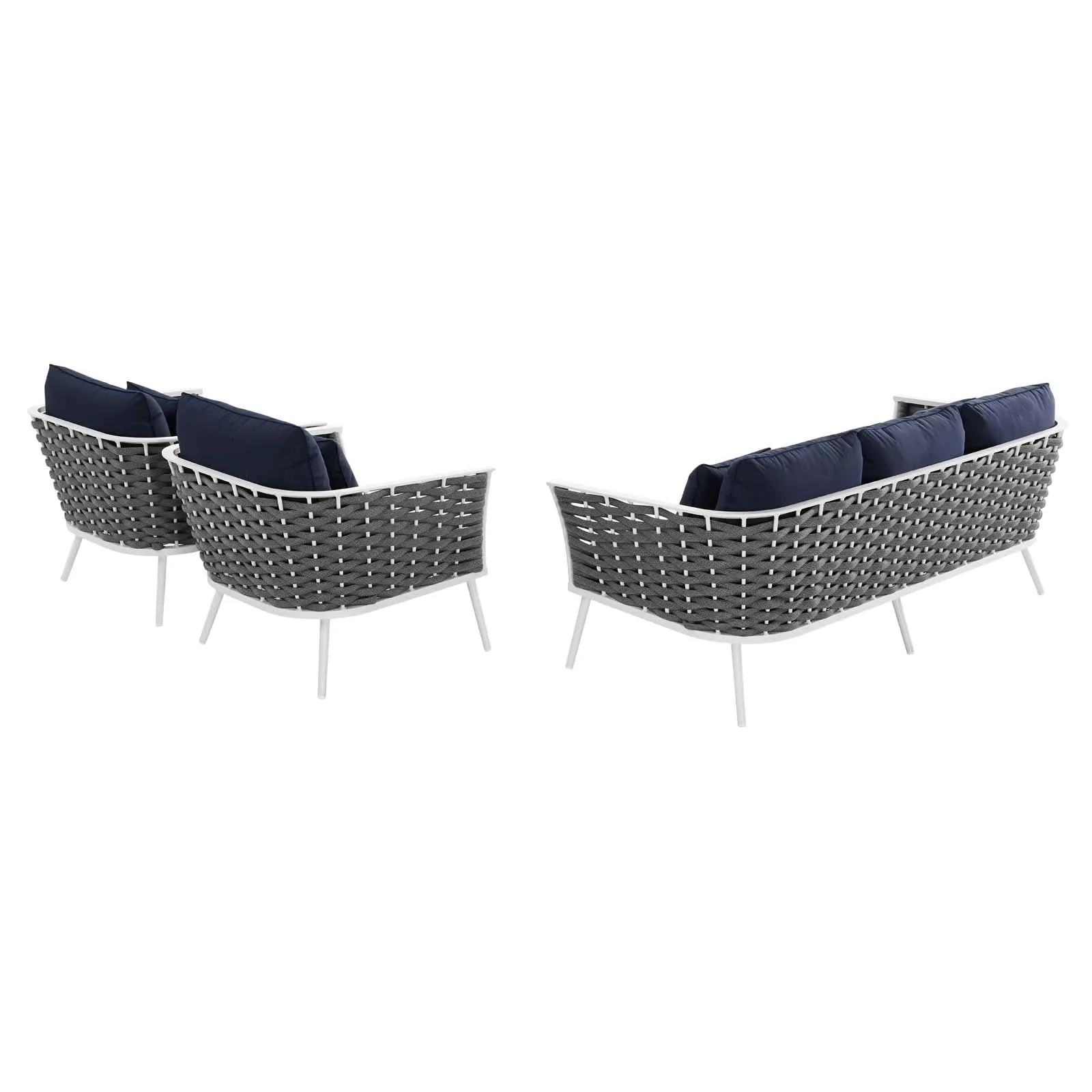 Stance 3 Piece Outdoor Patio Aluminum Sectional  Sofa Set