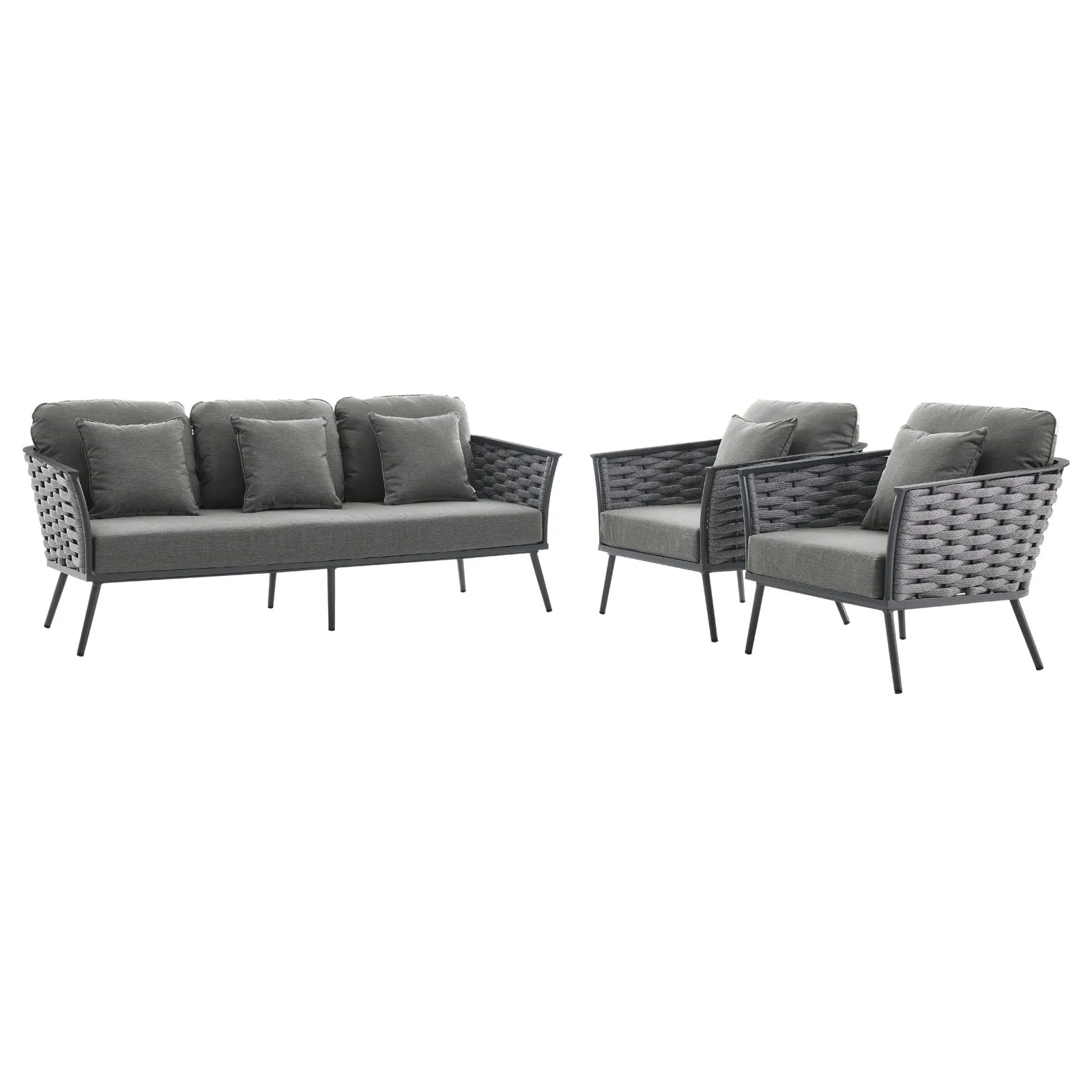 Stance 3 Piece Outdoor Patio Aluminum Sectional  Sofa Set