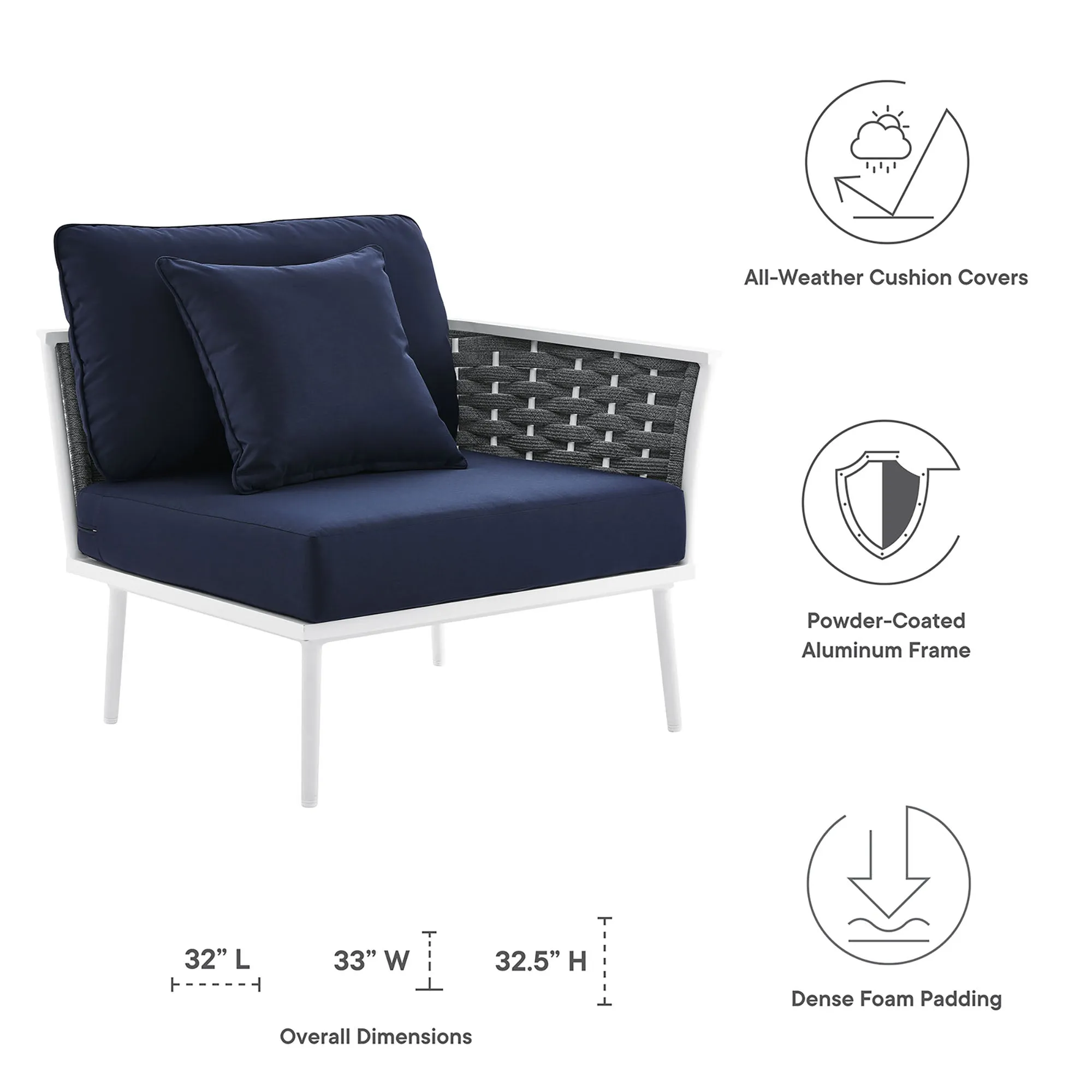 Stance Outdoor Patio Aluminum Right-Facing Armchair by Modway