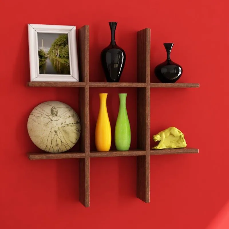 Tic-Tac-Toe Wall Shelf - Brown