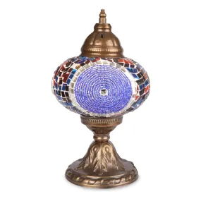 Unique Stained Glass Mosaic Lamp with Circular Beading & Mirror Detail | 1015