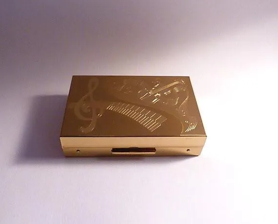 Unused Elgin American musical powder box musical compact mirrors 1940s