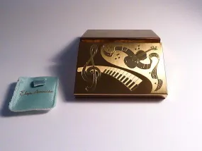 Unused Elgin American musical powder box musical compact mirrors 1940s