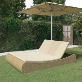 vidaXL Patio Lounge Bed Poly Rattan Beige - Stylish and Comfortable Outdoor Furniture
