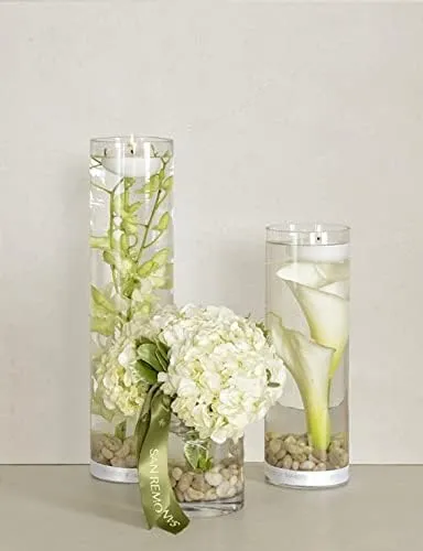 Vikram Glasswork Glass Cylinder Vase, Perfect Choice for Wedding Centerpiece, Birthday, Baby Shower, Corporate Events, Christmas Parties (20cm Tall X 10cm) Pack of 1 (Clear)