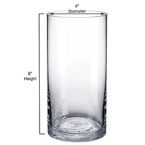 Vikram Glasswork Glass Cylinder Vase, Perfect Choice for Wedding Centerpiece, Birthday, Baby Shower, Corporate Events, Christmas Parties (20cm Tall X 10cm) Pack of 1 (Clear)