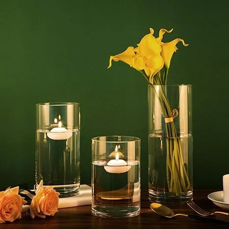 Vikram Glasswork Glass Cylinder Vase, Perfect Choice for Wedding Centerpiece, Birthday, Baby Shower, Corporate Events, Christmas Parties (20cm Tall X 10cm) Pack of 1 (Clear)