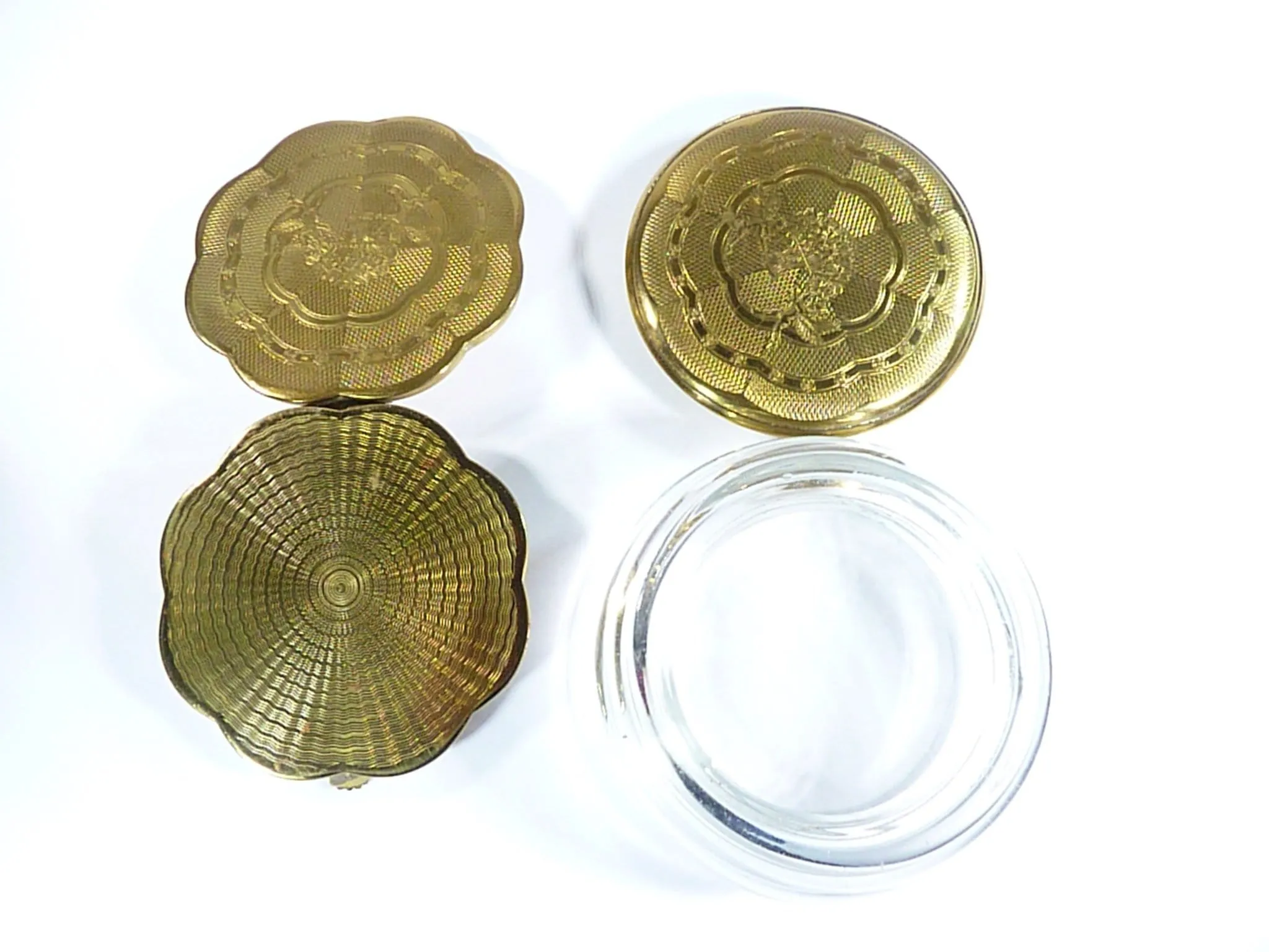 Vintage Gwenda Compact Mirror With Matching Glass Powder Bowl 1950s