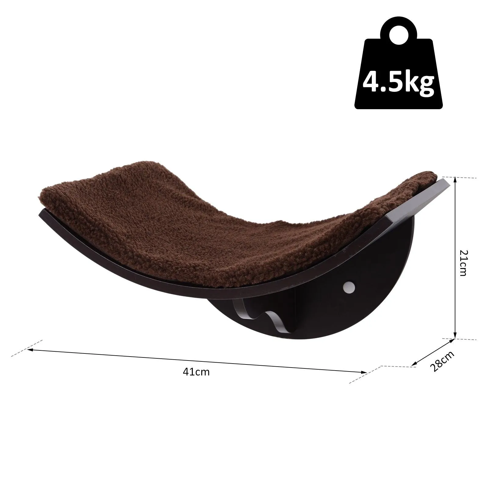 Wall-Mounted Cat Shelf Bed - Brown