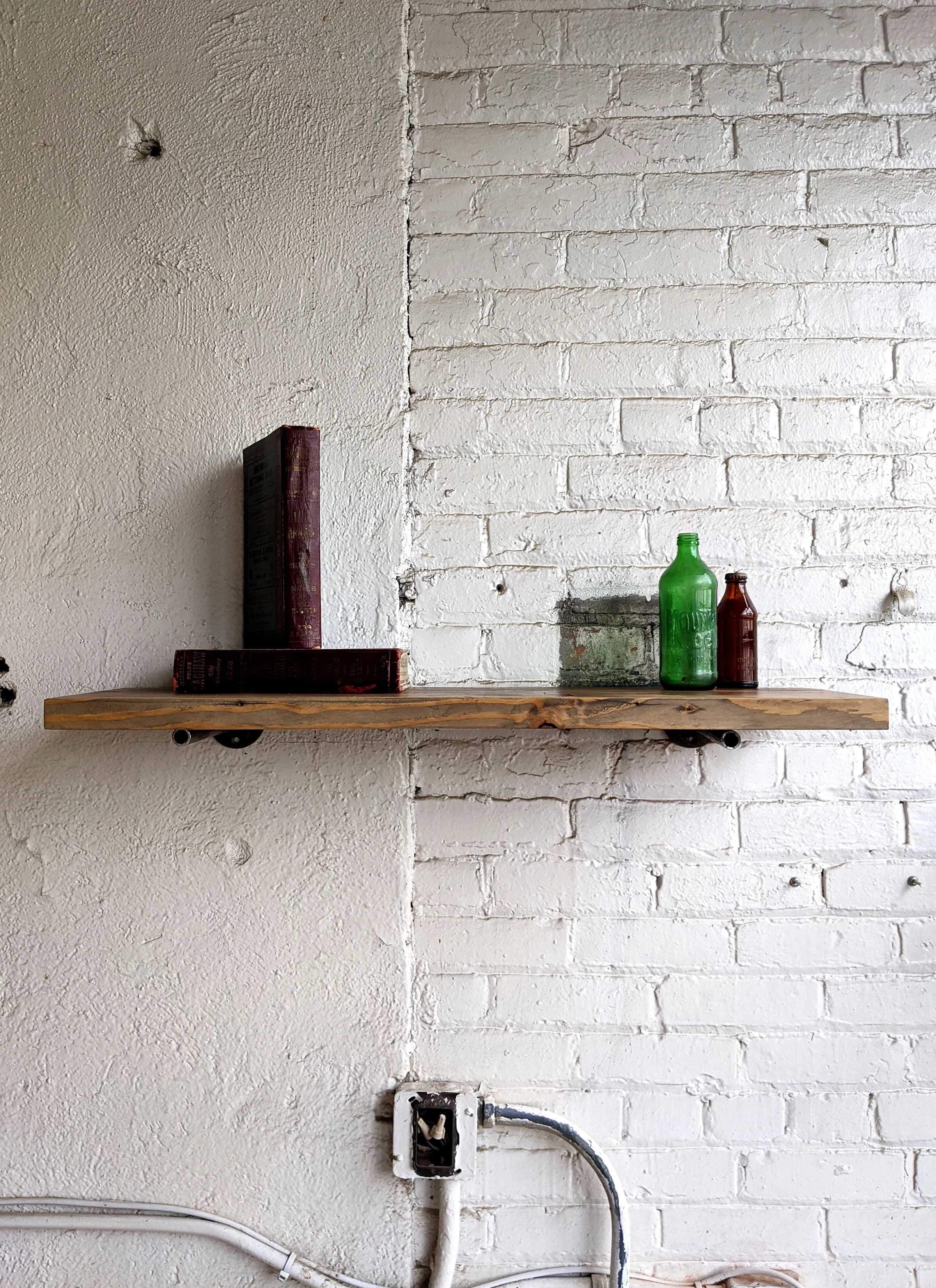 Weathered Gray Reclaimed Wood Shelf