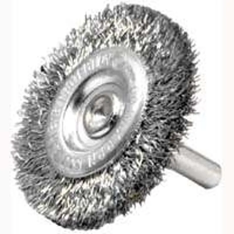 Weiler 36411 Wire Wheel Brush, 2 in Dia, 1/4 in Arbor/Shank, Steel Bristle :EA: QUANTITY: 1