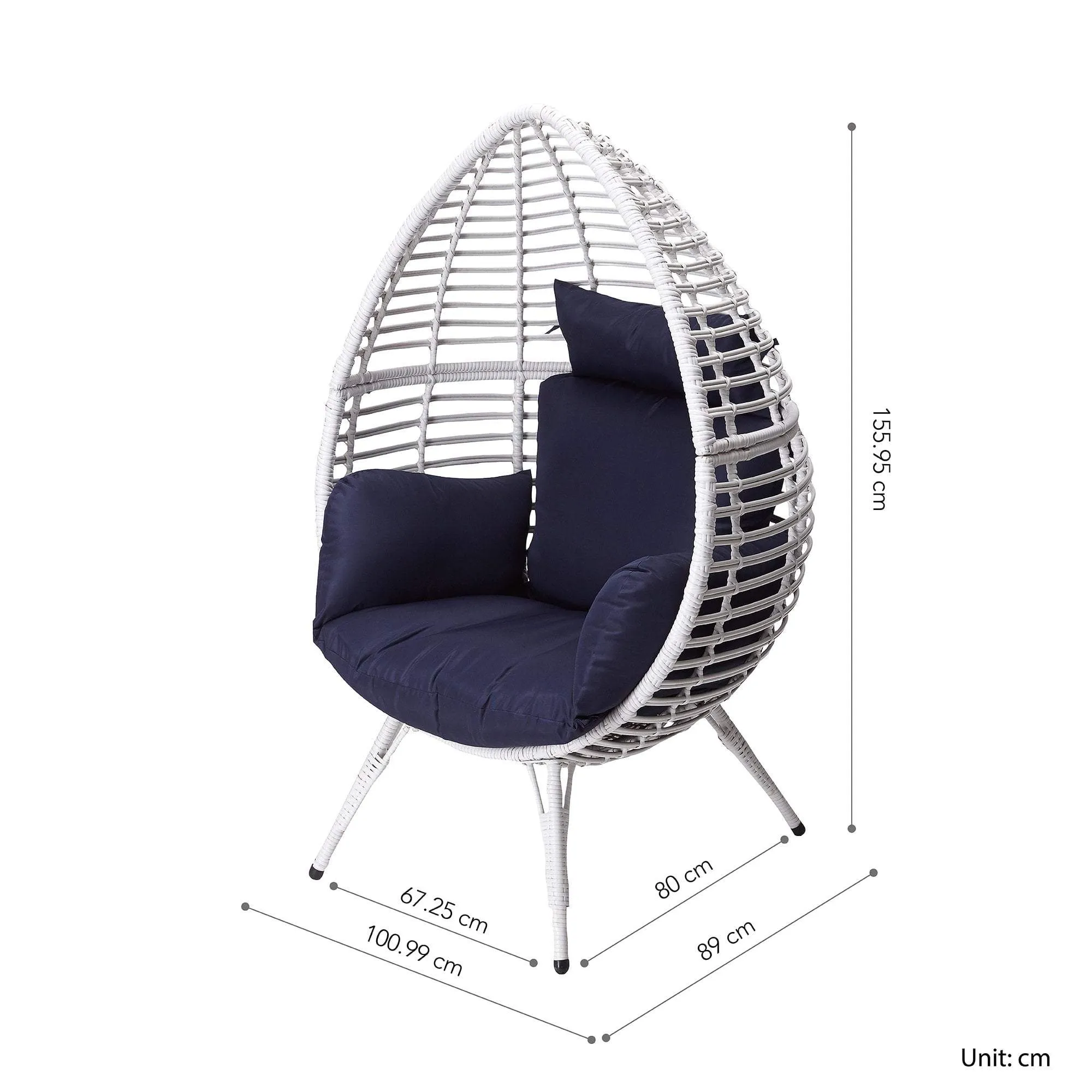 White Peaktop Patio Wicker Egg Chair