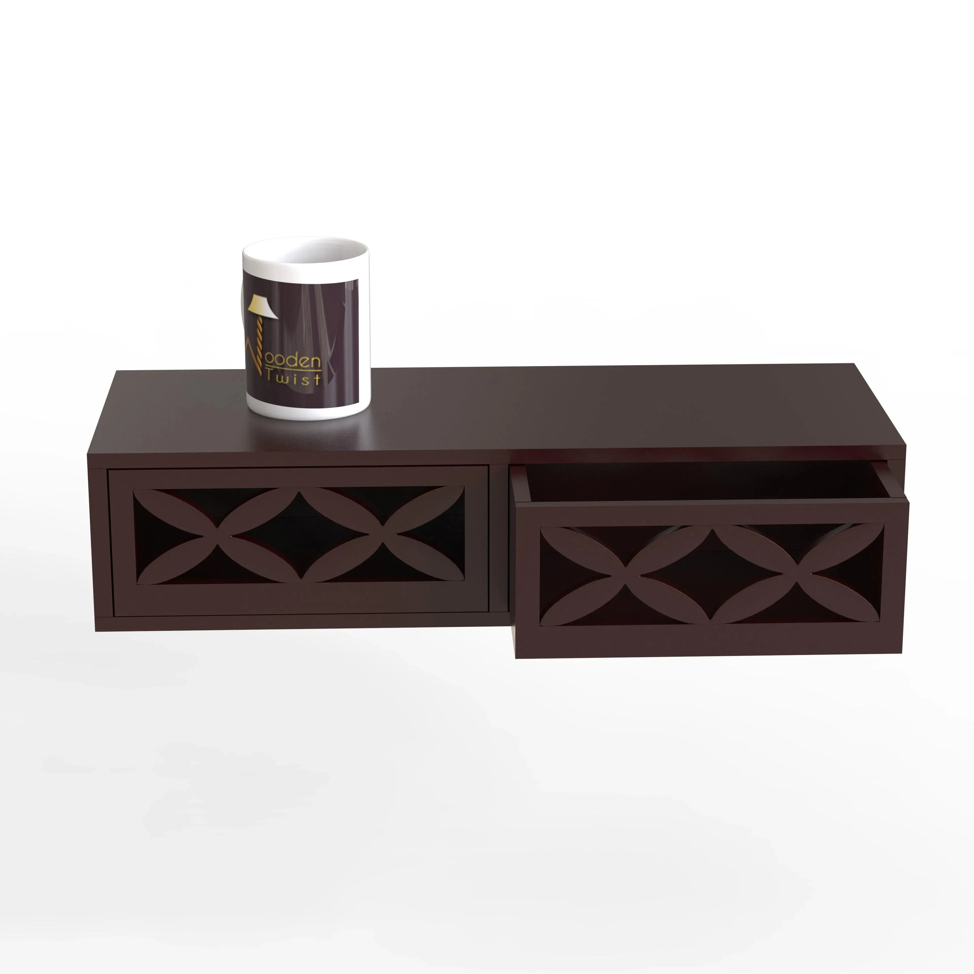 Wood Wall Shelf with Drawer for Living Room