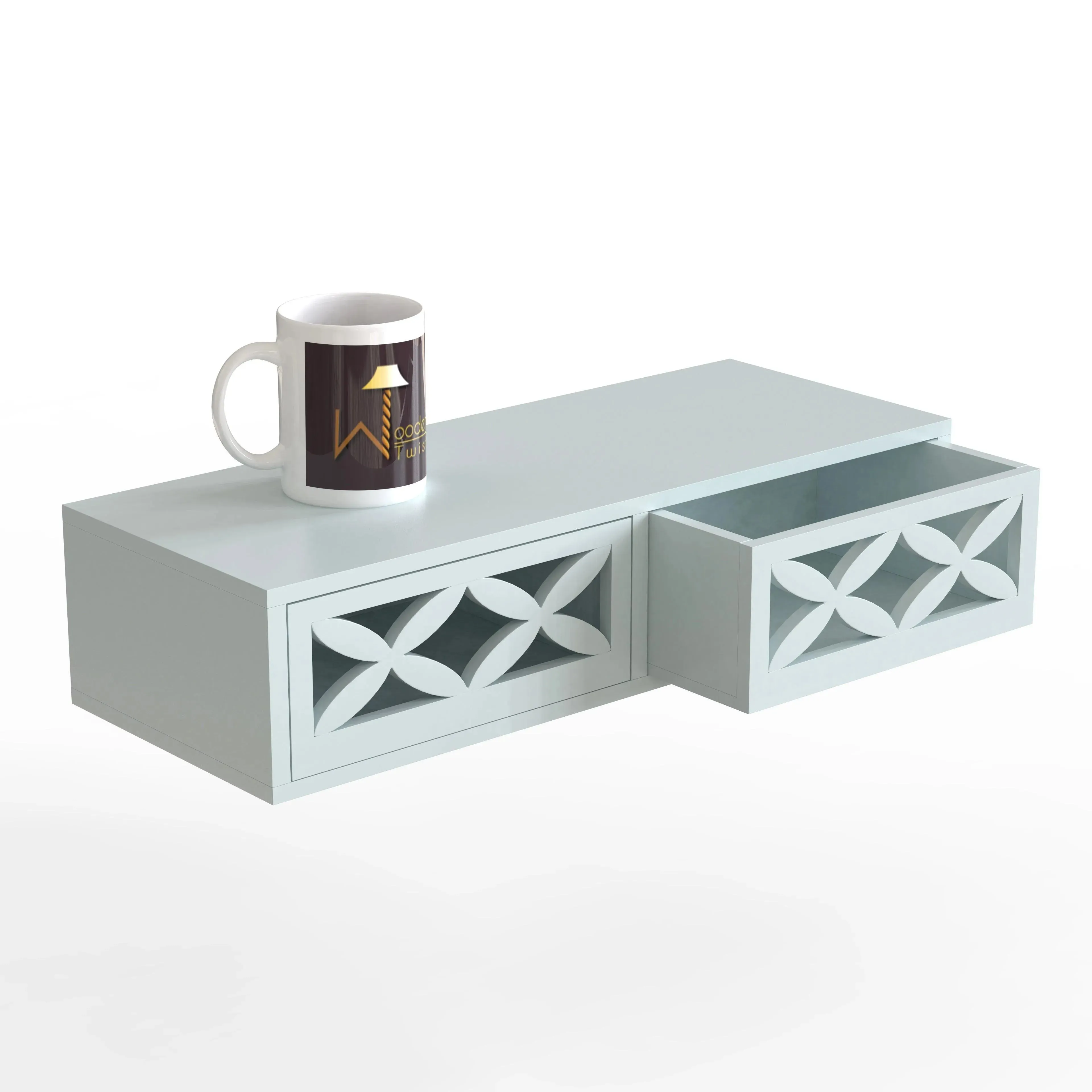 Wood Wall Shelf with Drawer for Living Room