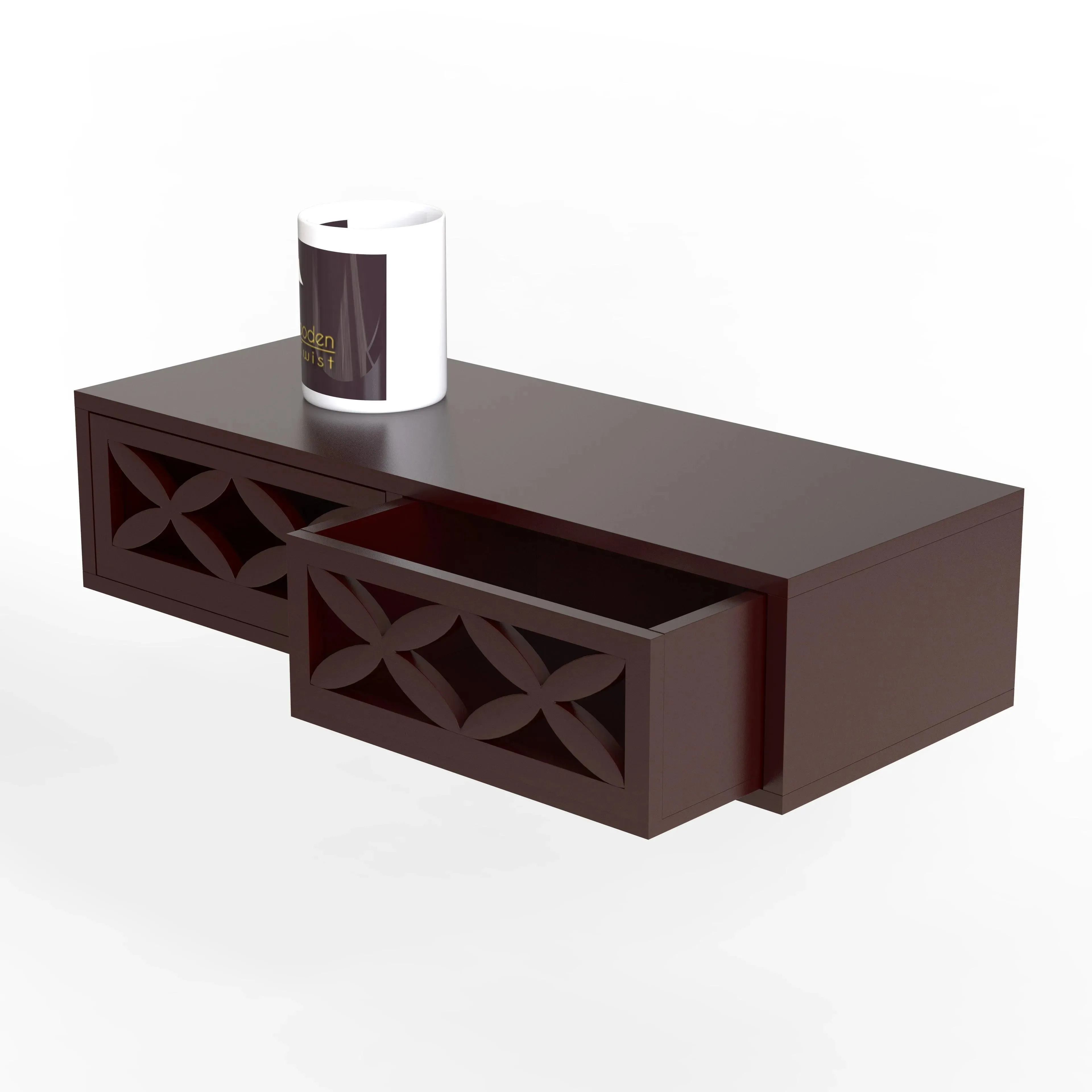 Wood Wall Shelf with Drawer for Living Room