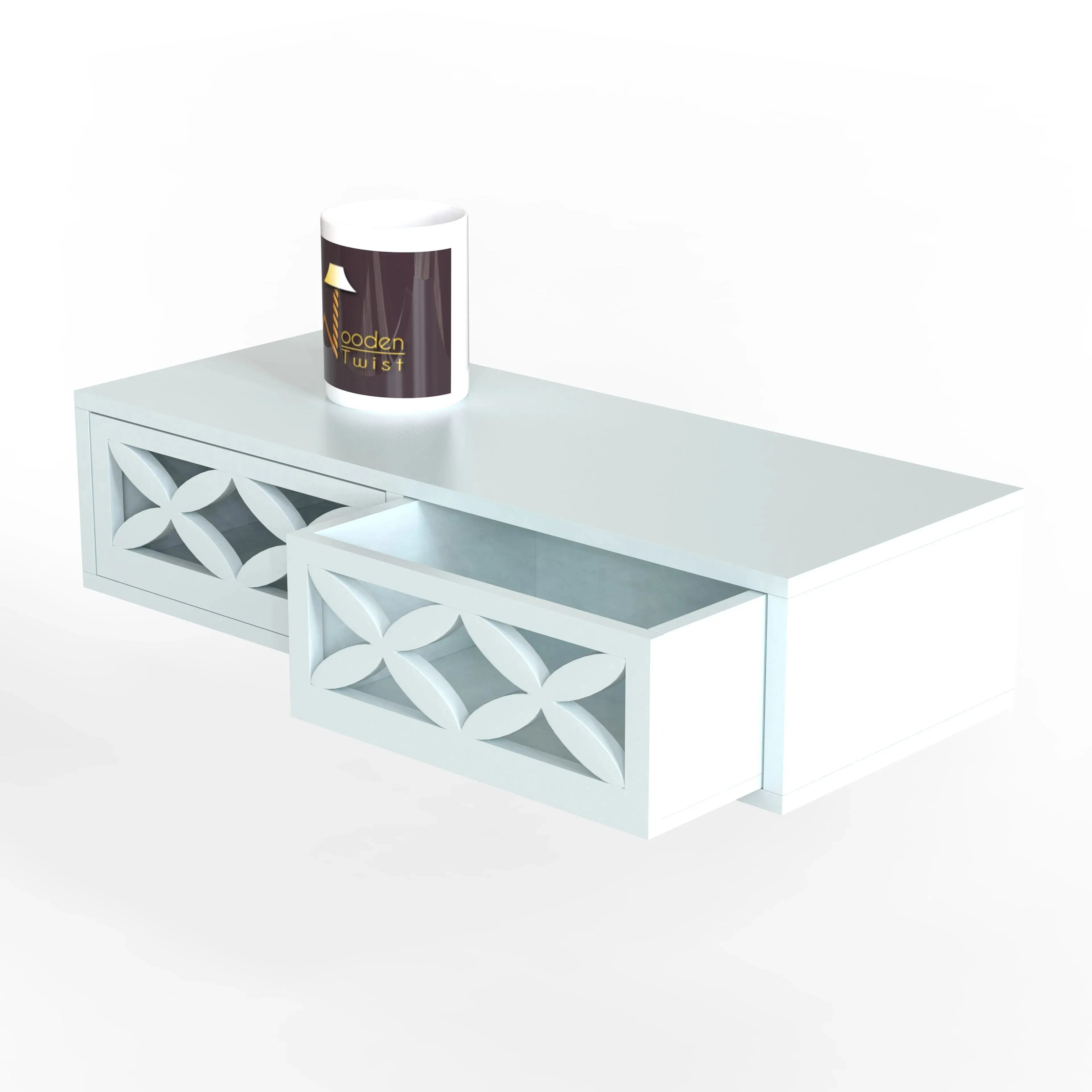 Wood Wall Shelf with Drawer for Living Room
