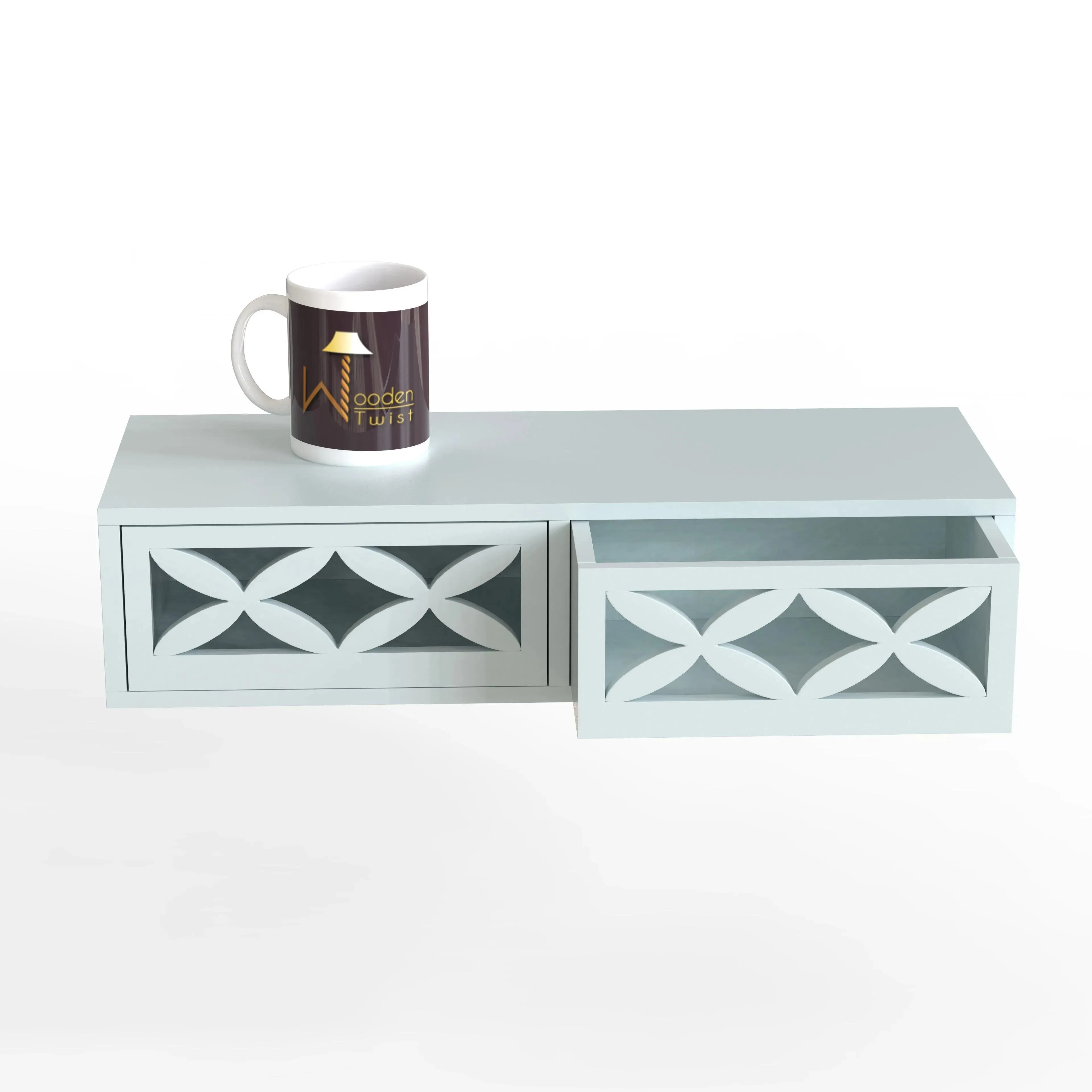 Wood Wall Shelf with Drawer for Living Room