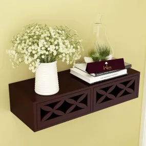 Wood Wall Shelf with Drawer for Living Room