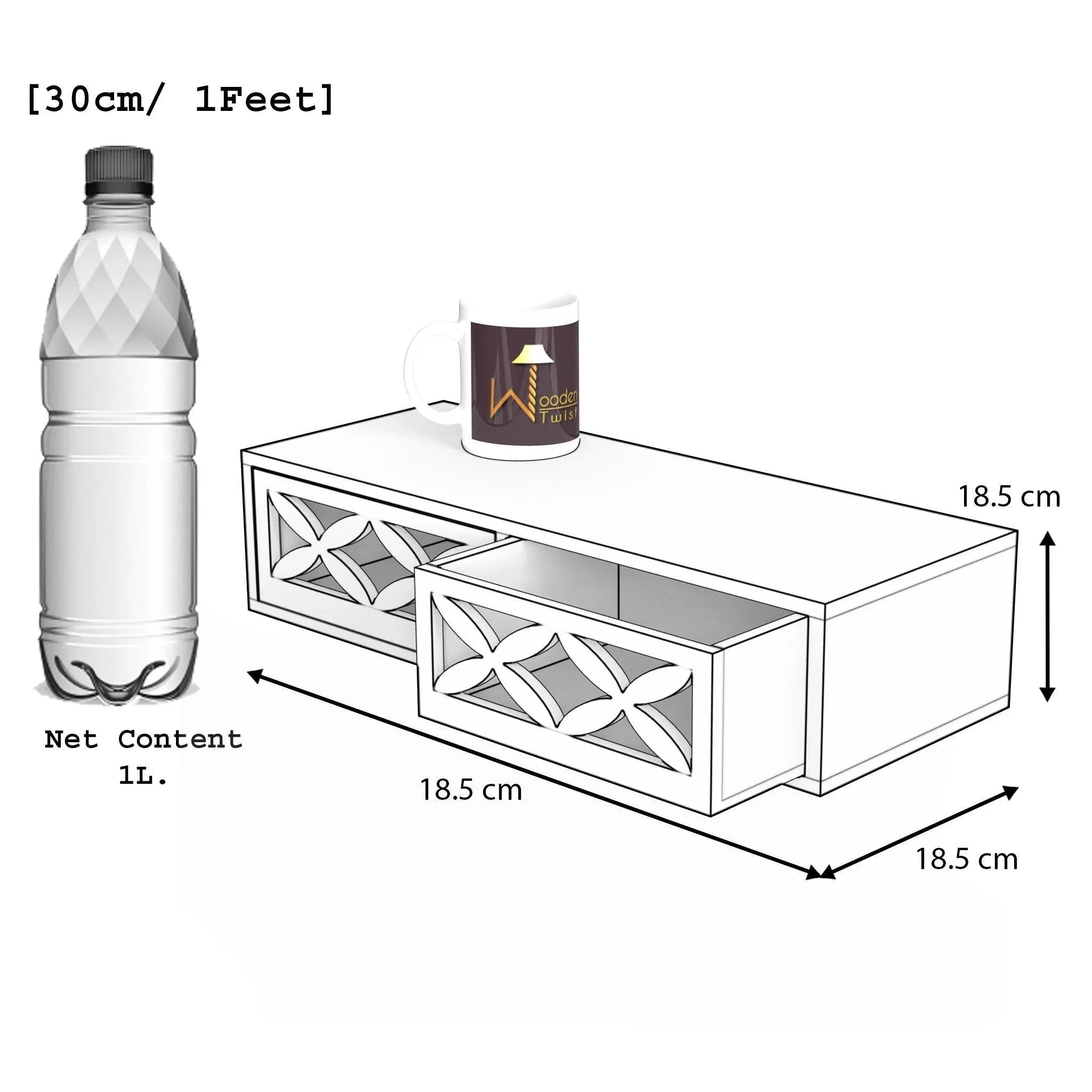 Wood Wall Shelf with Drawer for Living Room
