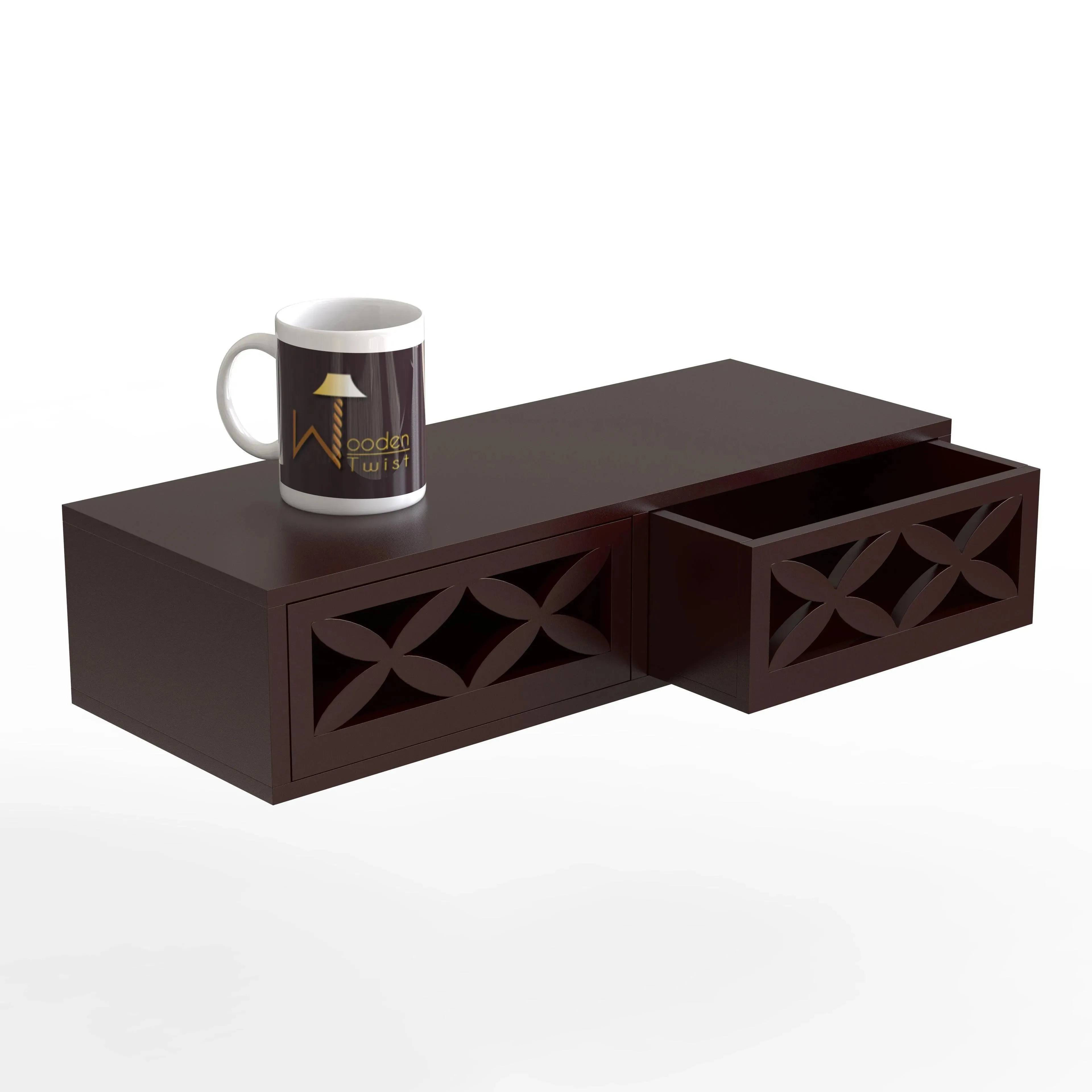Wood Wall Shelf with Drawer for Living Room