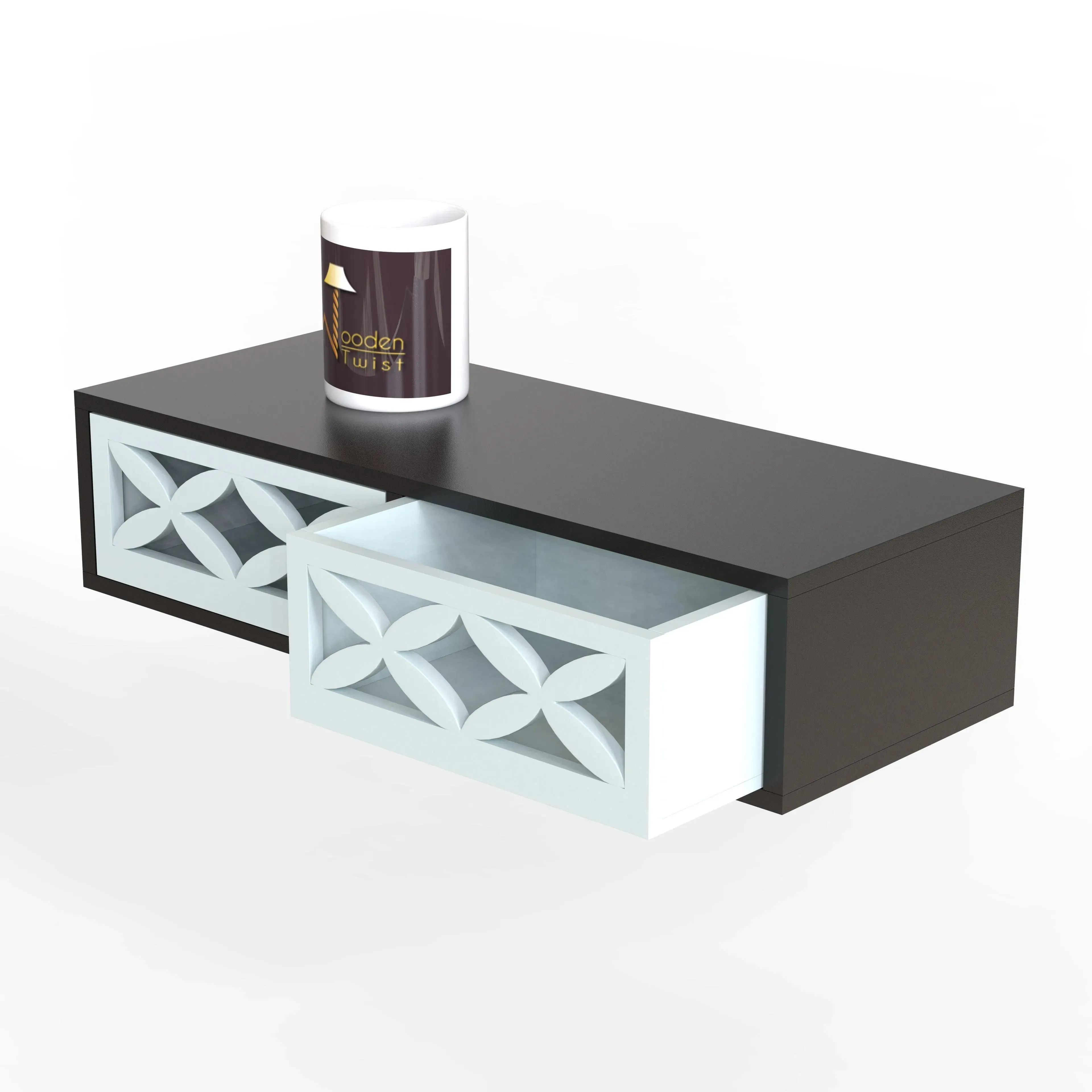 Wood Wall Shelf with Drawer for Living Room